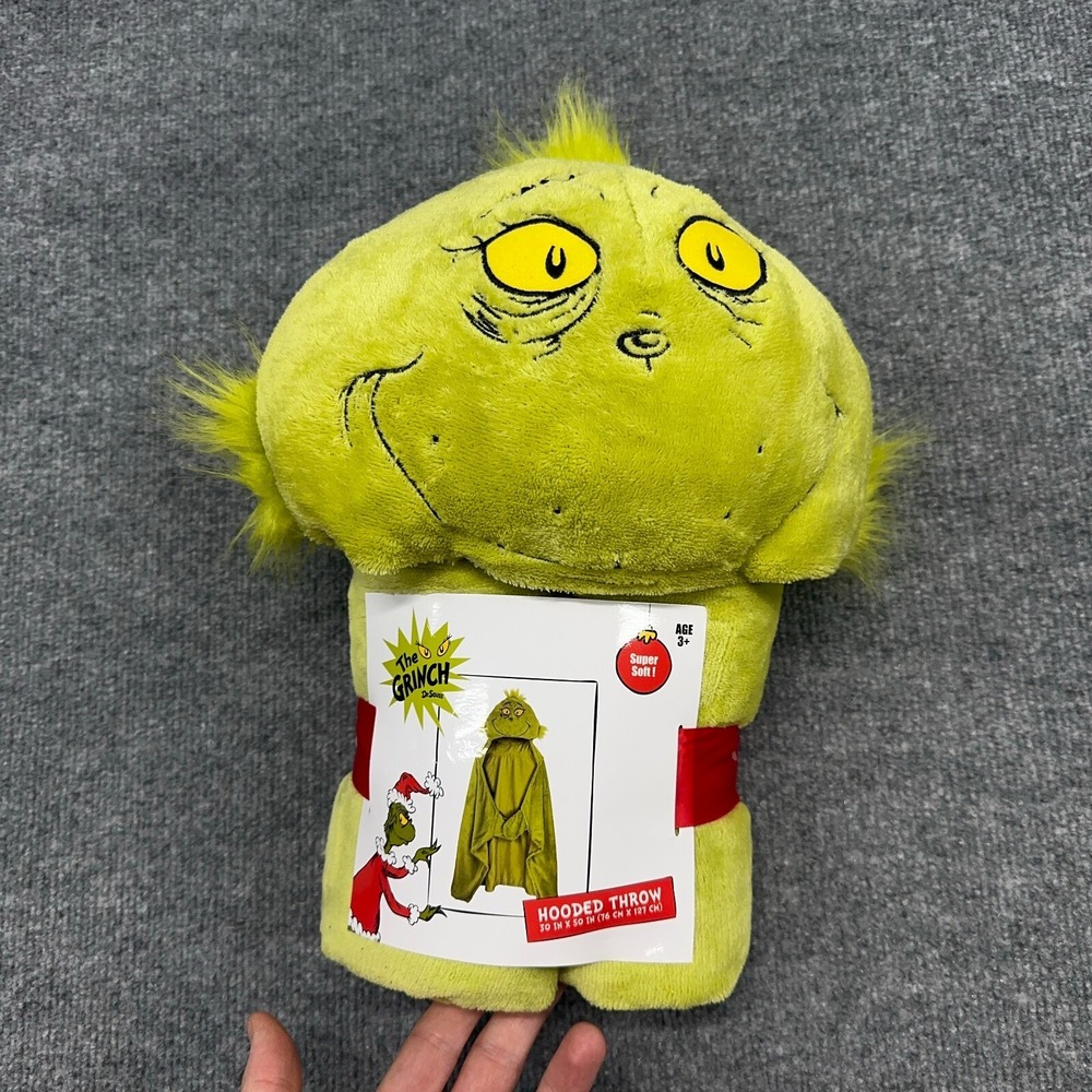 The Grinch Hooded Throw Blanket Dr Seuss 30x50 Hand Pockets Super Soft Plush NEW